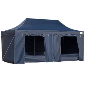 10x20 Pop Up Canopy, 7 Removable Sidewalls, Privacy Features, Roller Bag, Upgraded Frame, Blue