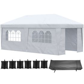 10x20 Pop Up Canopy, Sidewalls, Double Doors, Wheeled Bag, White