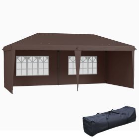 10' x 20' Pop Up Outdoor Party Tent with 4 Removable Sidewalls, Wedding & Event Canopy with Carry Bag for Patio, Backyard, Coffee