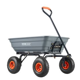 VEVOR Garden Cart, Durable Poly Dump Cart with Simple Assembly Steel Framework, Versatile Dump Cart with Dual-Function Handle