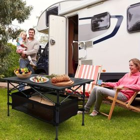 Lightweight Aluminum Folding CamLightweight Aluminum Folding Camping Table (37.2" x 21.7" x 19"), Portable Roll-Up Design ping Table